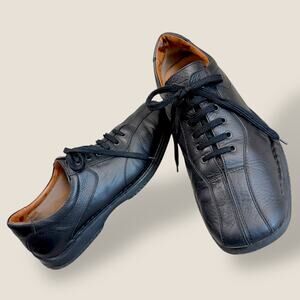 GEOX Mens Black Leather Oxford Casual Shoes US 12.5 EU 47 Comfort Walk Laced Up